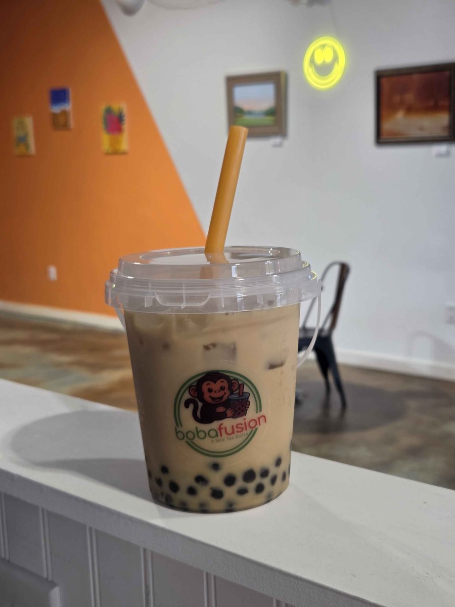 Boba milk tea on counter